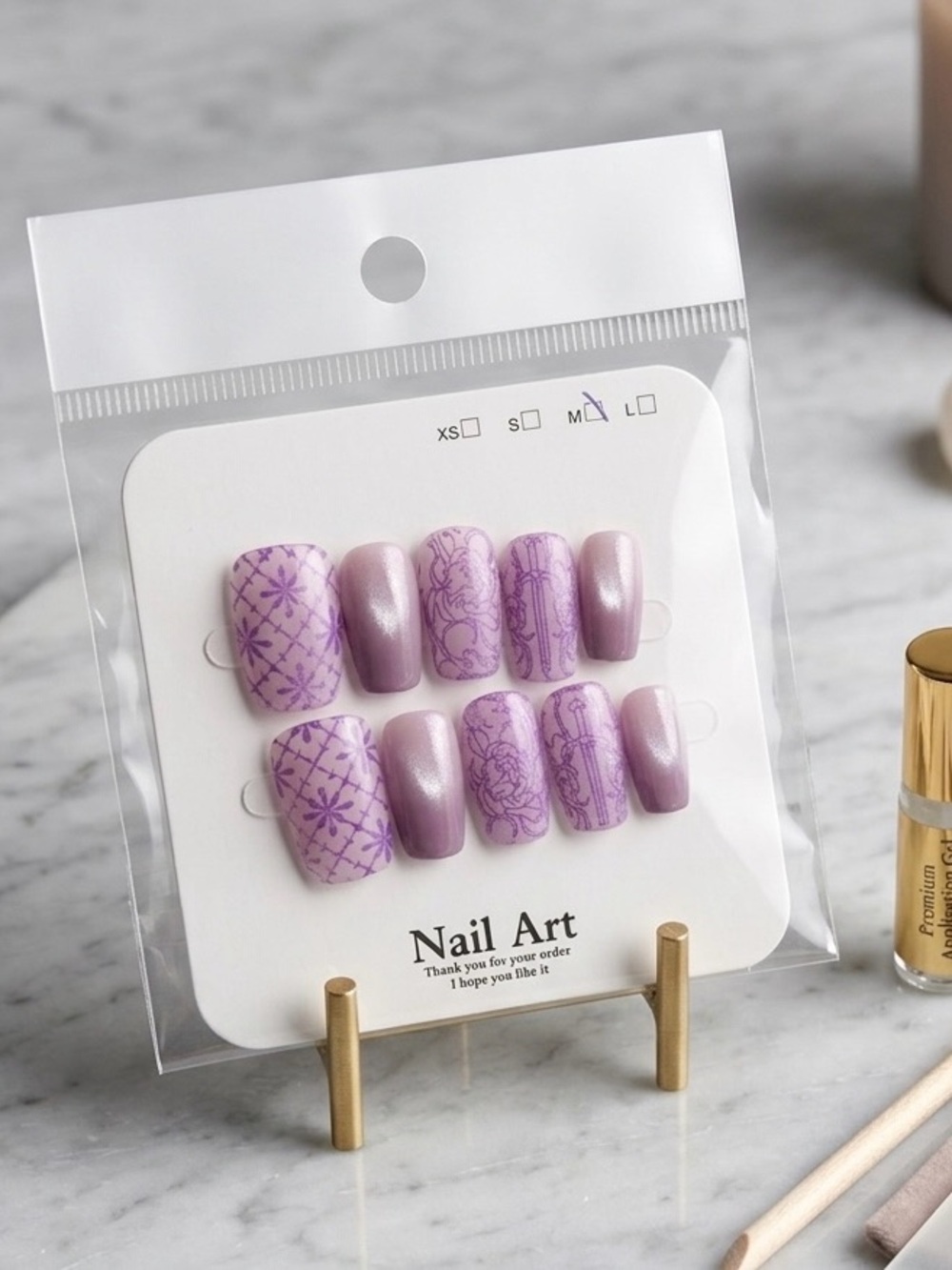 Lavender Floral Press-On Nail Set